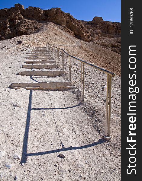 The roman ramp build by the romans to break into Masada at the year 73. Today is used to enter Masada from the west. The roman ramp build by the romans to break into Masada at the year 73. Today is used to enter Masada from the west.