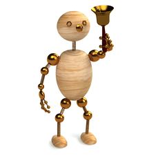 Wood Man With School Bell Royalty Free Stock Photo Wood Man With School Bell Royalty Free Stock Photo