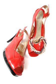 Woman Red Shoe Royalty Free Stock Images