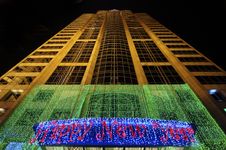 Chirstmas Tree With Night Building, Bangkok Royalty Free Stock Image Chirstmas Tree With Night Building, Bangkok Royalty Free Stock Image