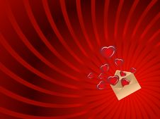Envelope With Hearts And Beam Royalty Free Stock Image