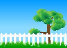 Meadow Fence Tree Stock Photos Meadow Fence Tree Stock Photos