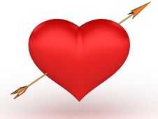Golden Arrow Hit The Big Red Heart №2 Stock Images