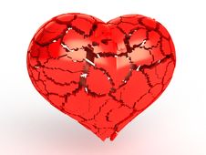Heart Made Of Red Plastic, Broken Into Pieces №2 Royalty Free Stock Photography Heart Made Of Red Plastic, Broken Into Pieces №2 Royalty Free Stock Photography