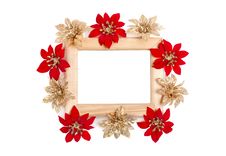 Wooden Frame Decorated With Flowers Royalty Free Stock Image Wooden Frame Decorated With Flowers Royalty Free Stock Image