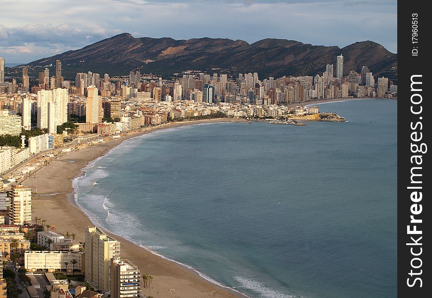 Benidorm seen from the highest hotel in Europe. Benidorm seen from the highest hotel in Europe