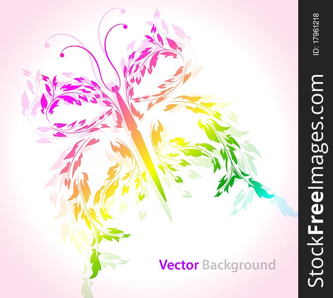 Vector picture with multi-colored abstract butterfly