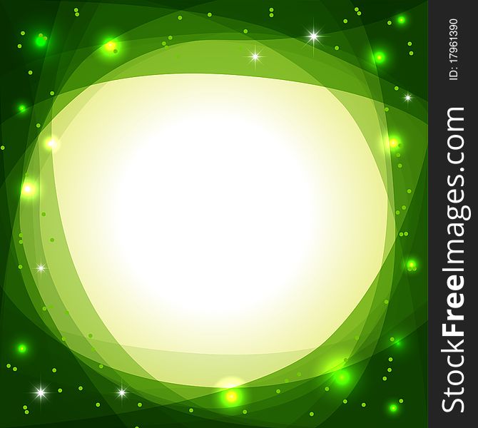 Vector green background with bright lights