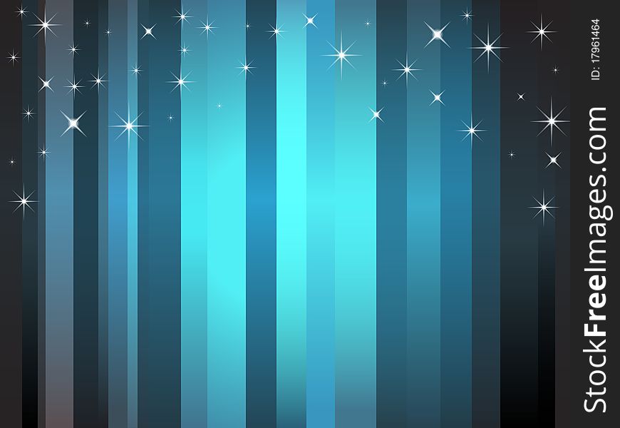 Vector background with blue stripes and stars