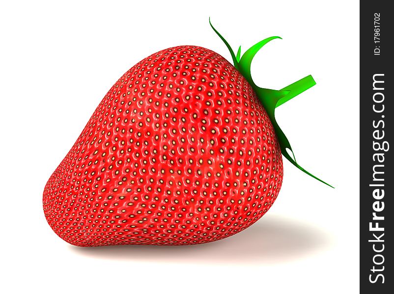 Large strawberry isolated over white 3d rendered
