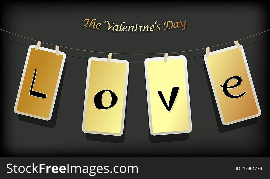 Valentine hanging labels. Vector art