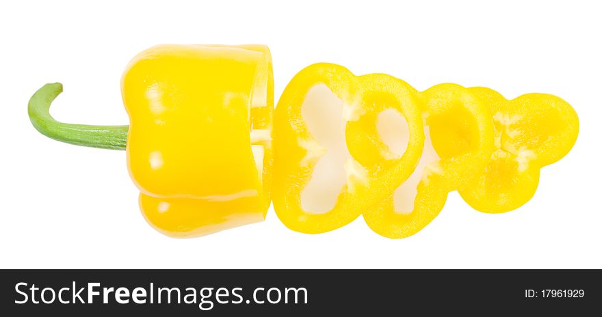 Split Yellow Pepper  Isolated On White Background