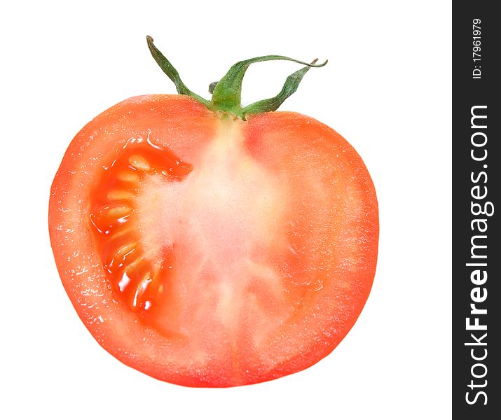 Sliced Half Of Tomato White