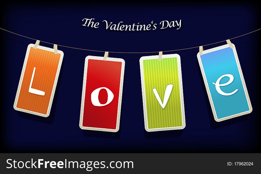 Valentine hanging labels. Vector art