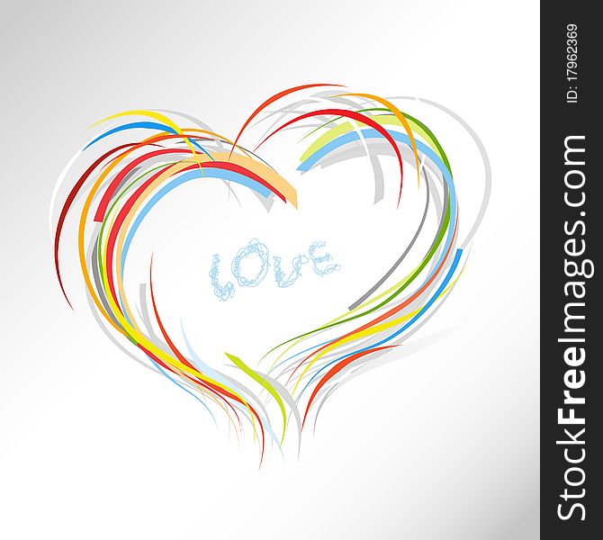 Valentine heart from colorful lines. Vector art