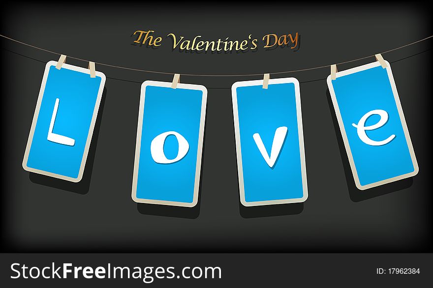 Valentine hanging labels. Vector art