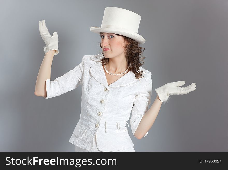 Girl in vintage clothing posing