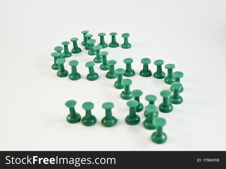 Green Dollar Sign Made Of Pins