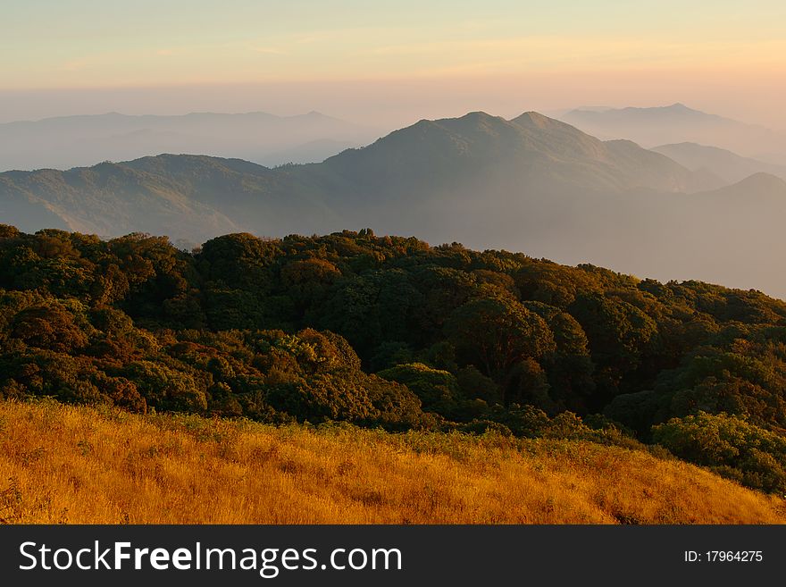 Kew Mae Pan, Doi Inthanon, Chiang Mai, Thailand, Sunset, landscape, views Tropics cloud. Kew Mae Pan, Doi Inthanon, Chiang Mai, Thailand, Sunset, landscape, views Tropics cloud