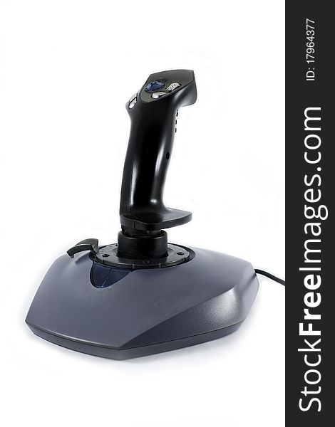 A computer joystick isolated on white. A computer joystick isolated on white