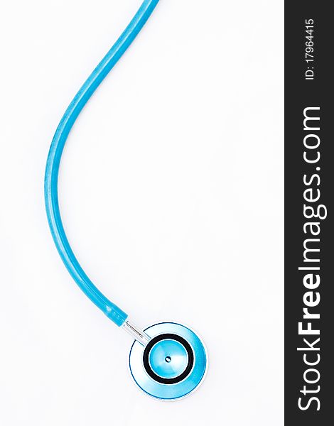 Blue stethoscope on white background