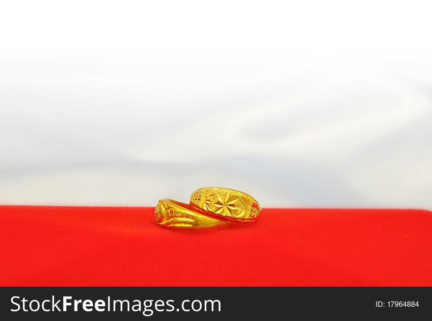 Two ring with red and white background. Two ring with red and white background