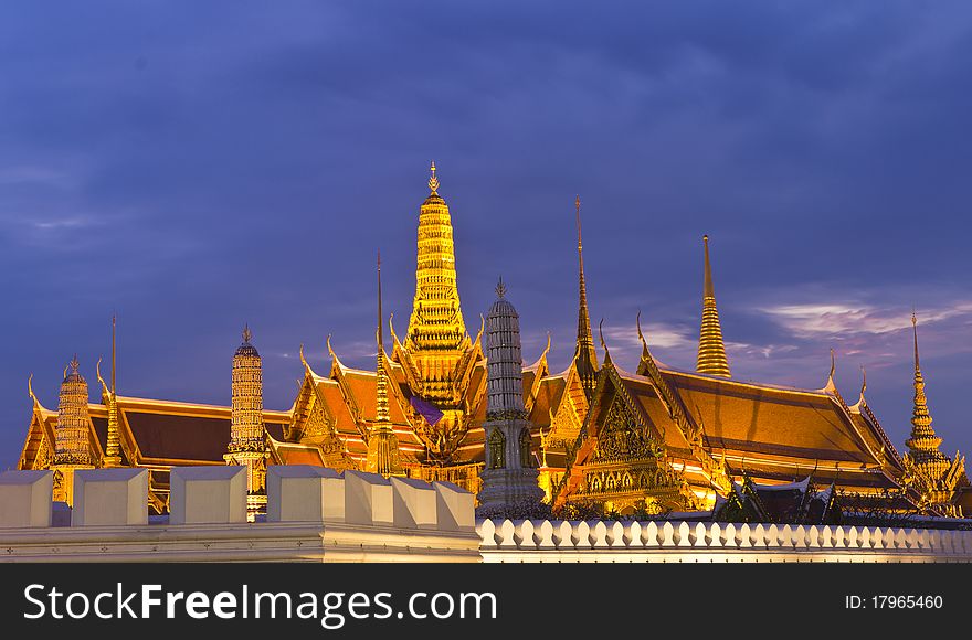 Roof of Wat Phra Kaeo in Bangkok, Thailand.