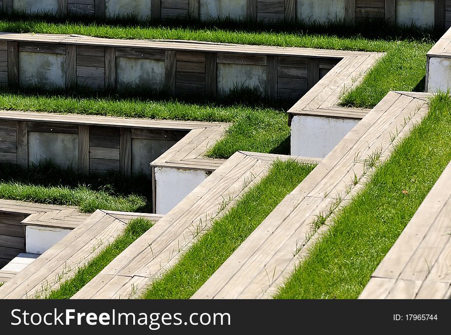 Park amphitheater seats photo work.