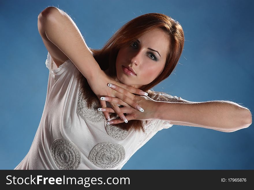 young woman with beautiful nails
