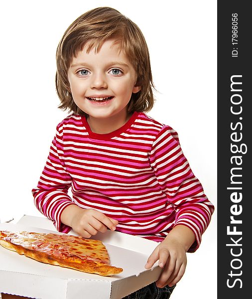 Little girl with pizza