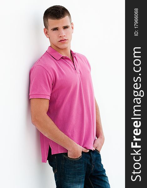 Sexy Male Model With A Pink Shirt