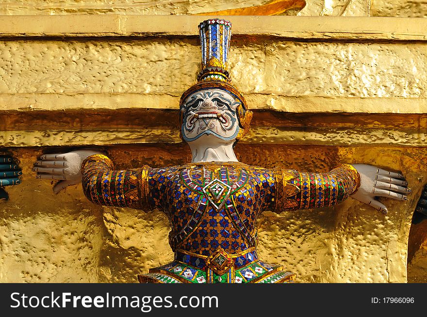 Guardian statue at Wat Phra Kaew, The scene of Thailand