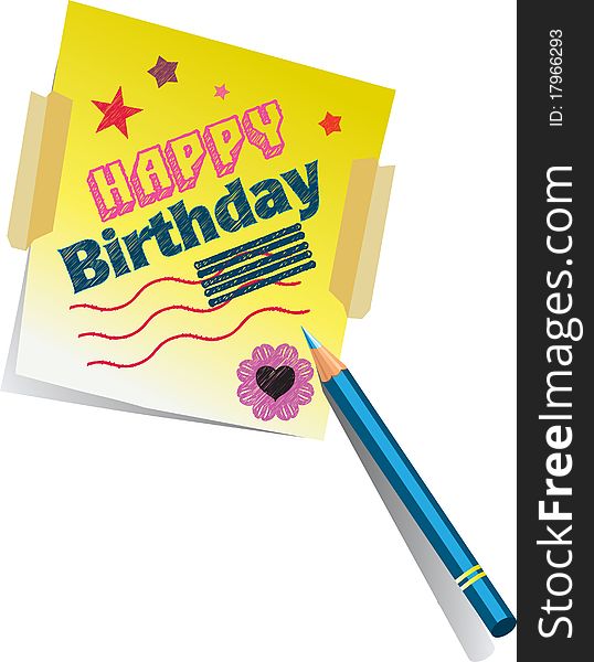 Stock Vector Illustration:
Happy Birthday Note Pad