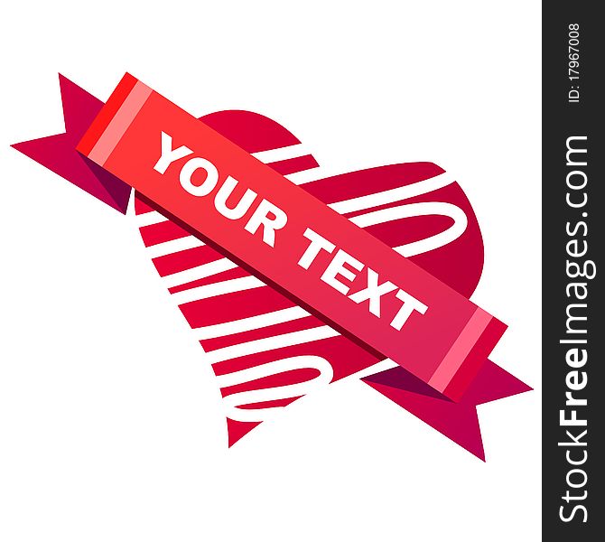 Heart-shaped red label with space for your text. Heart-shaped red label with space for your text