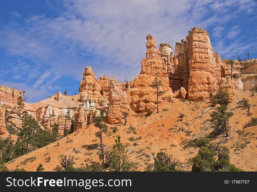 Hoodoos in a row ,Mossy Cave Trail, Bryce Canyon National Park