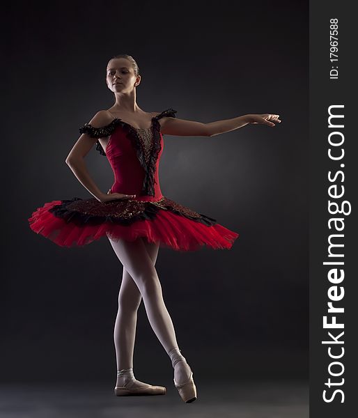 Beautiful young ballerina posing on black background. Beautiful young ballerina posing on black background