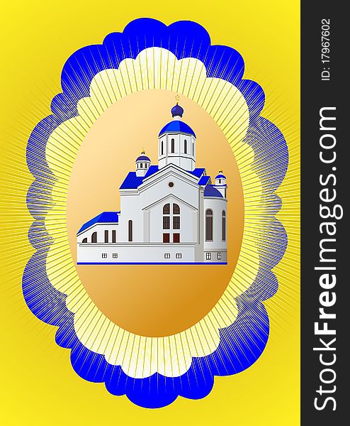 Abstract background with Easter egg which depicts a Christian church.
