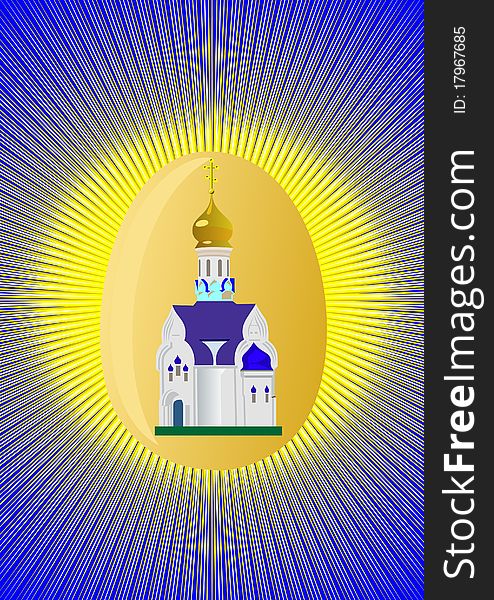 Abstract background with Easter egg which depicts a Christian church.