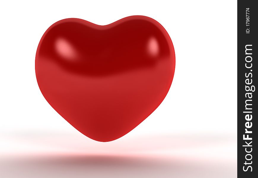 Red heart with a diffuse reflection on a white background â„–1. Red heart with a diffuse reflection on a white background â„–1