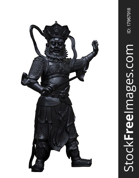 Chinese god statue in chinese temple on white background. Chinese god statue in chinese temple on white background