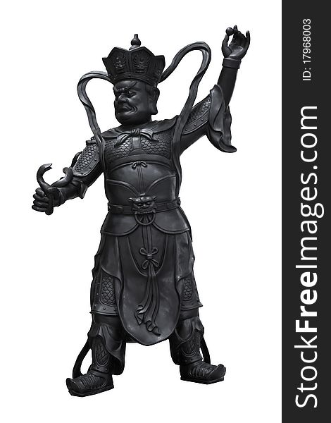 Chinese God Statue On White Background