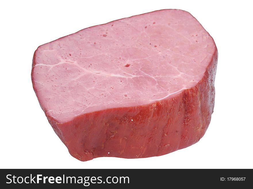 A piece of smoked meat isolated on a white background