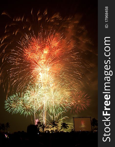 Fireworks Exploding at Bangkok, Thailand