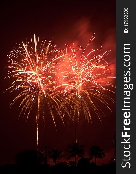 Fireworks Exploding at Bangkok, Thailand