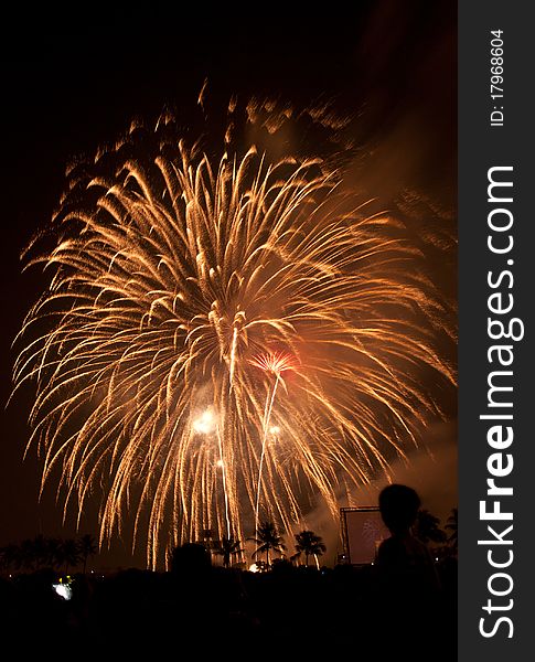 Fireworks Exploding at Bangkok, Thailand