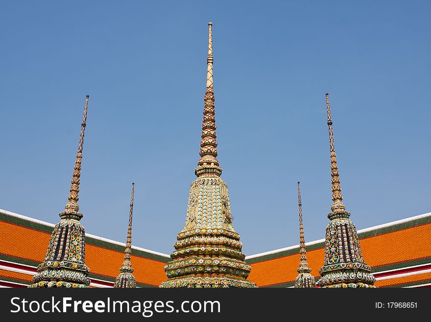 Pagoda in the temple thai, three pagoda in temple. Pagoda in the temple thai, three pagoda in temple