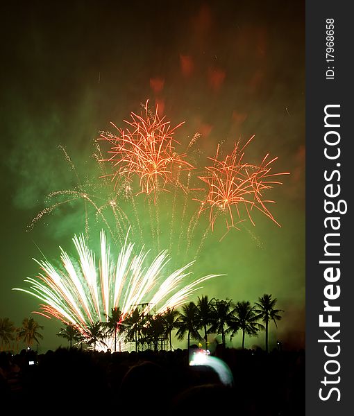 Fireworks Exploding at Bangkok, Thailand