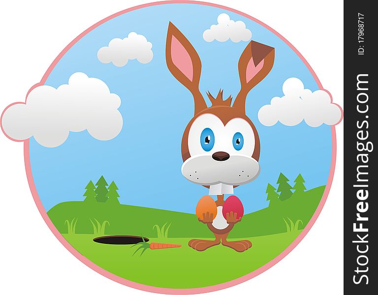 Funny Illustration With Cartoon Bunny