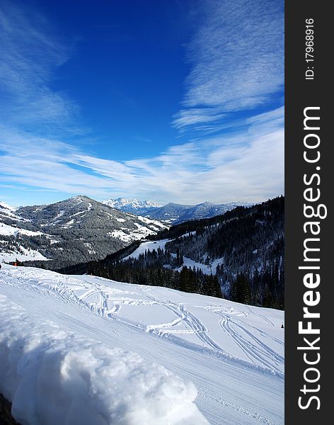 Skiing slopes in the Austrian Alps. Skiing slopes in the Austrian Alps