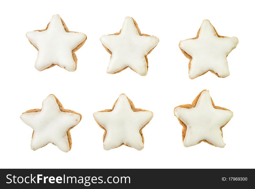 Star shaped iced cookies isolated on white. Star shaped iced cookies isolated on white